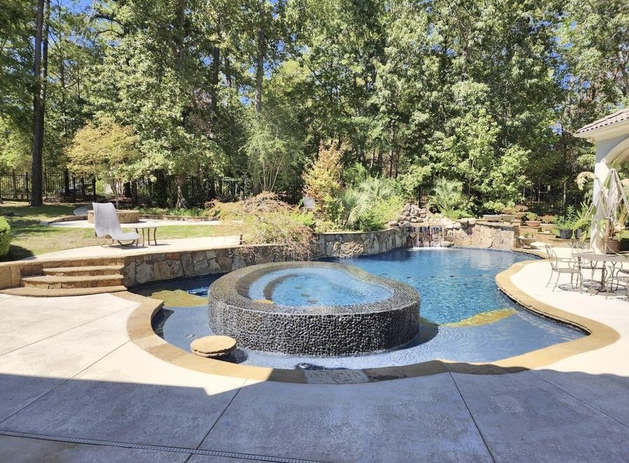 Completed pool resurfacing with EcoFinish Midnight Blue in Tyler, Texas