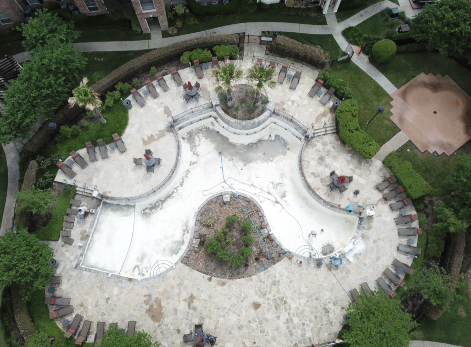 Large Houston commercial pool during renovation preparation
