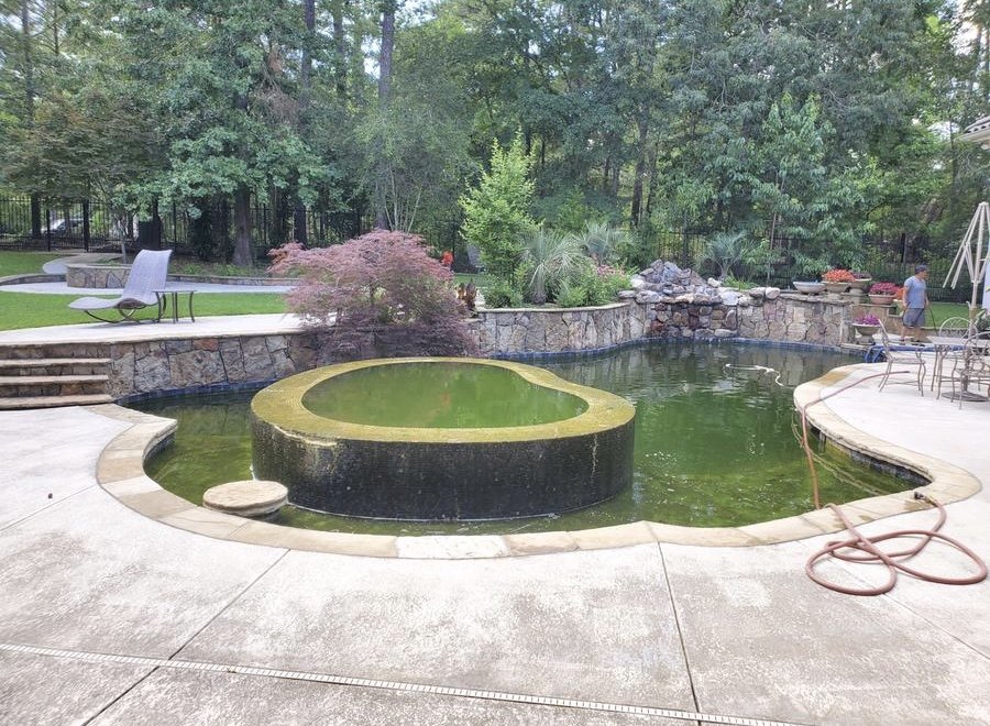 Swimming pool in Tyler, Texas before resurfacing and renovation