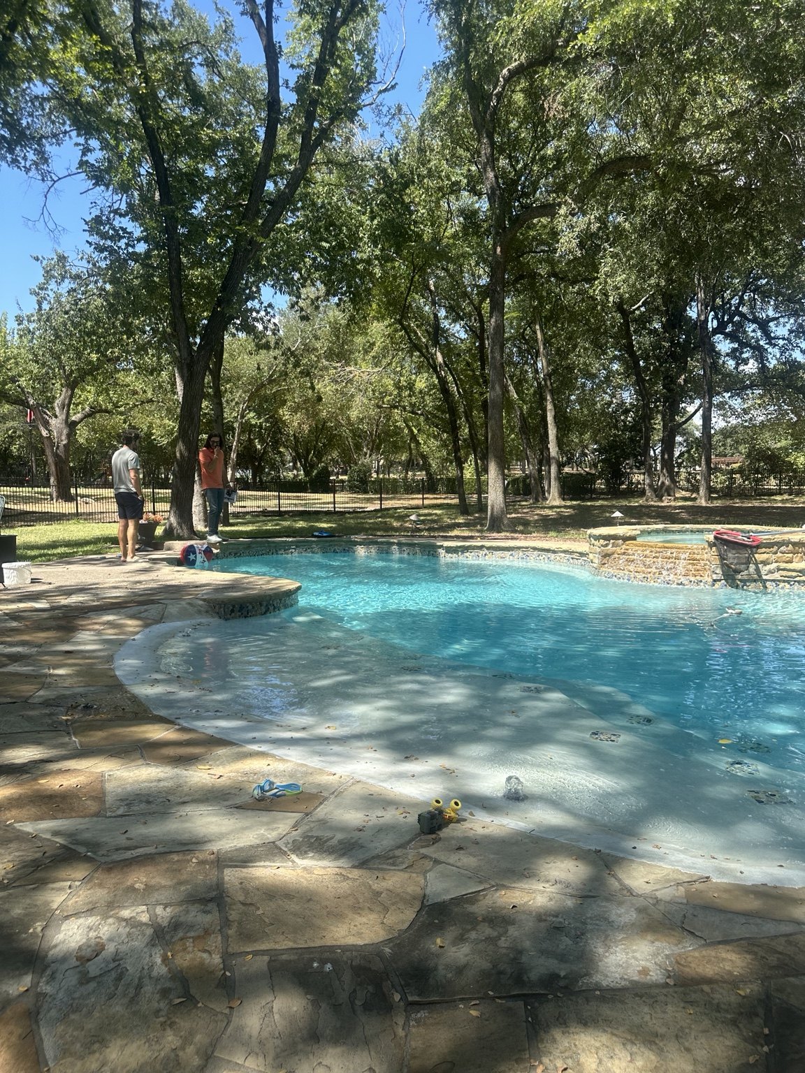 Flower Mound, Texas pool with an approximately 40-foot crack and reported water loss
