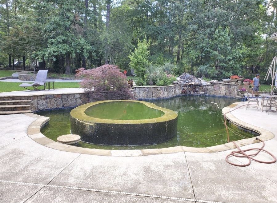 Tyler pool before Midnight Blue EcoFinish remodel