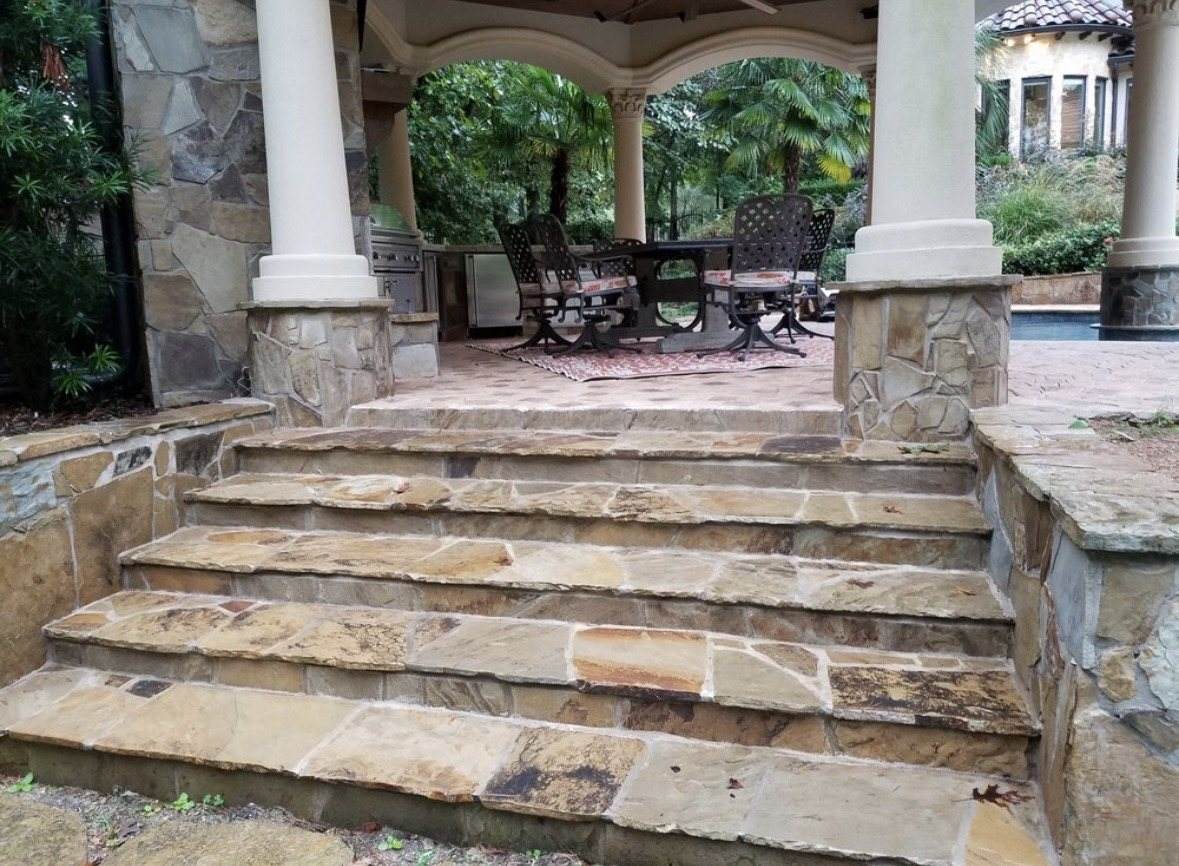 Flagstone steps and overlay